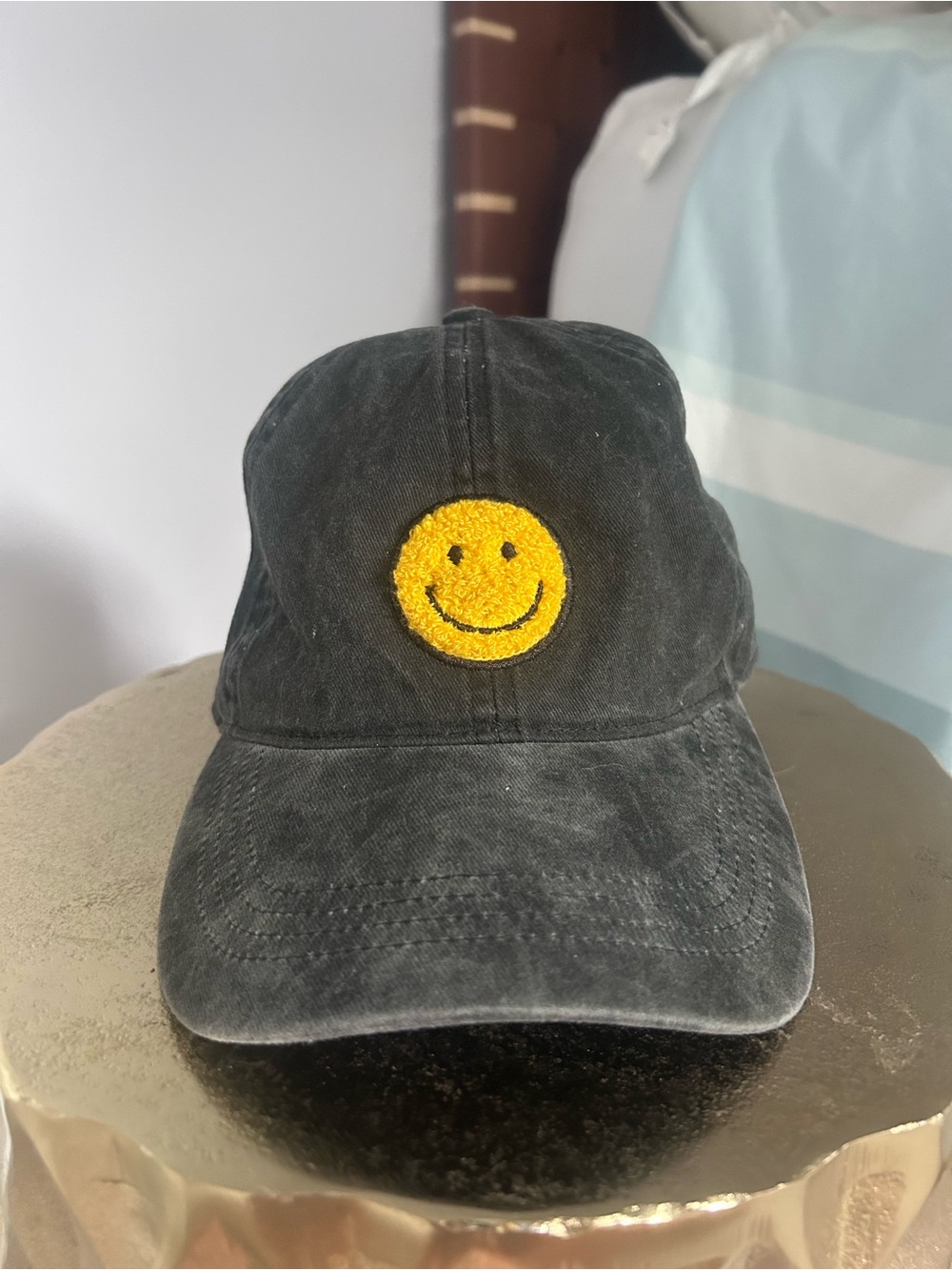 David and Young Black Kids Cap with Yellow Smiley Patch